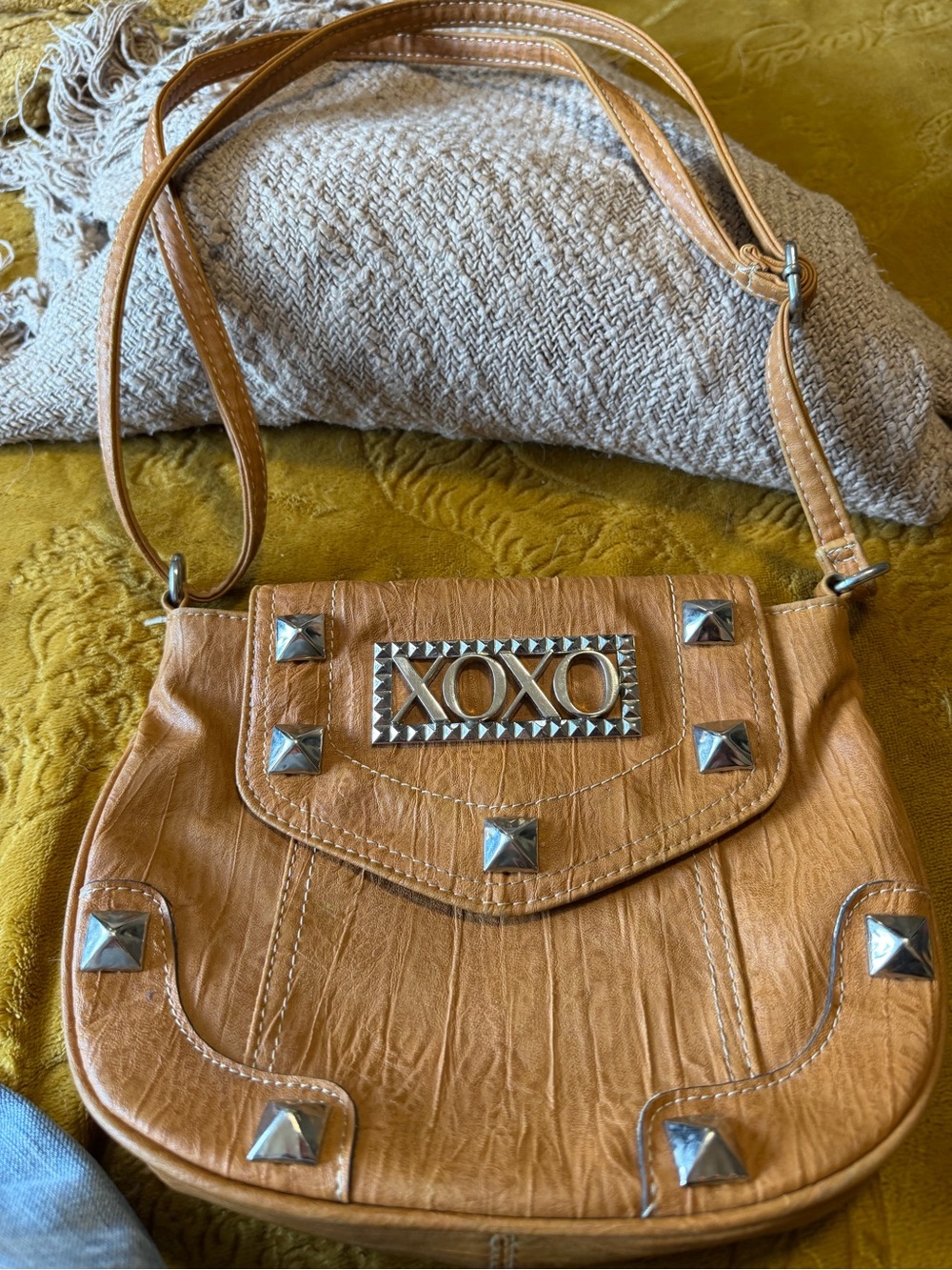 XOXO Studded Tan Crossbody Bag by XOXO vintage leather unused